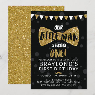 Invitation pour l'anniversaire de Little Man, Blac