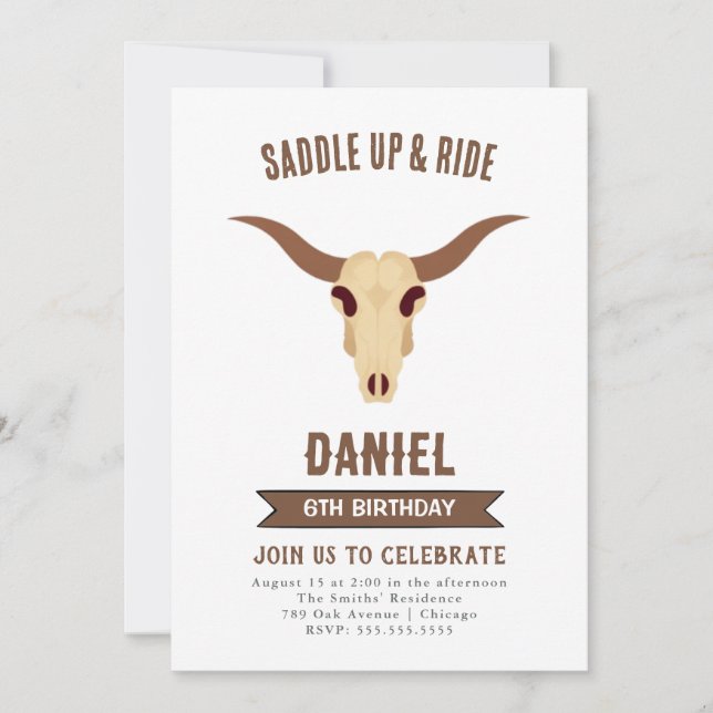 Invitation pour l'anniversaire de l'Ouest de Cowbo (Devant)