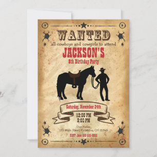 Invitation pour l'anniversaire de l'Ouest de Cowbo