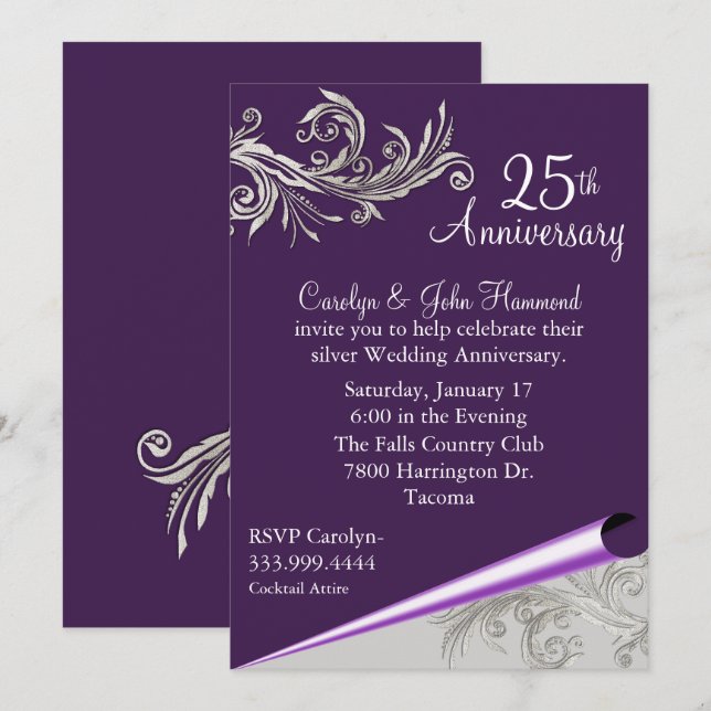 Invitation pour l'anniversaire de mariage de pourp (Devant / Derrière)