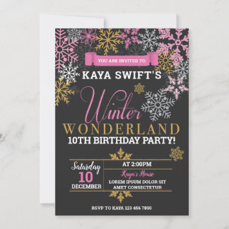 Invitation pour l'anniversaire de Winter Wonderlan
