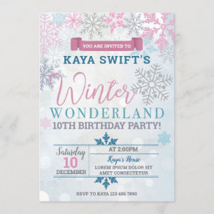 Invitation pour l'anniversaire de Winter Wonderlan