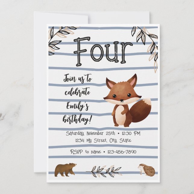 Invitation pour l'anniversaire des bois (Devant)