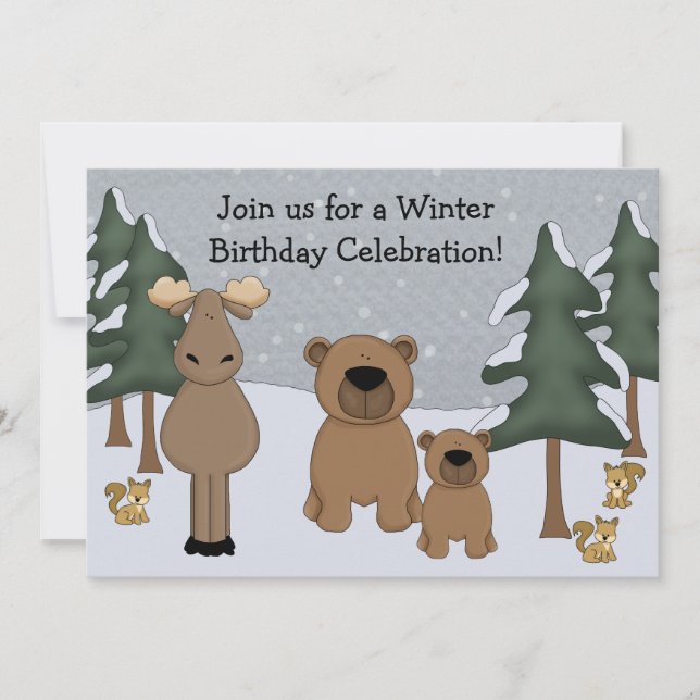 Invitation pour l'anniversaire des bois d'hiver (Devant)