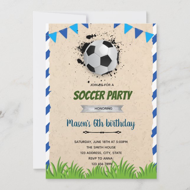 Invitation pour l'anniversaire du football (Devant)