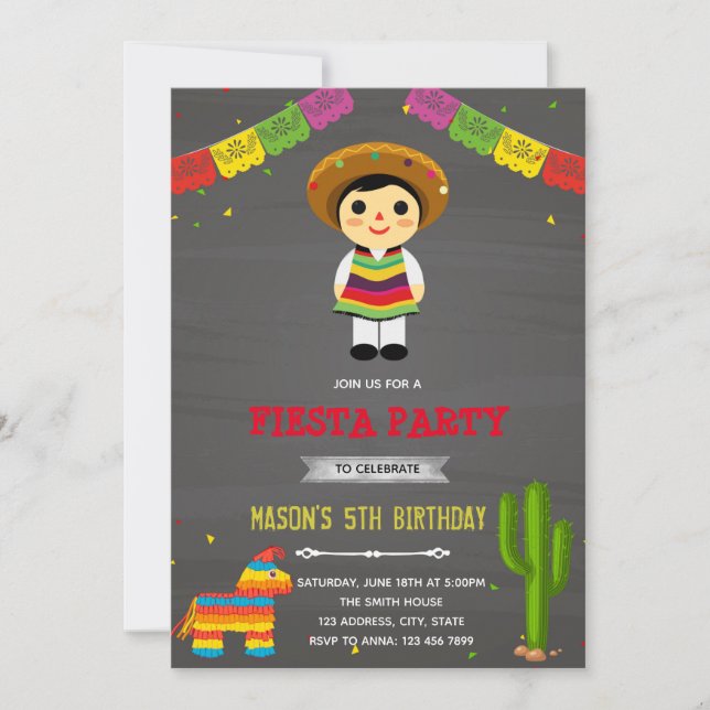 Invitation pour l'anniversaire du garçon mexicain (Devant)
