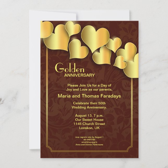 invitation pour l'anniversaire du mariage d'or (Devant)
