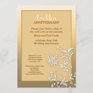 invitation pour l'anniversaire du mariage d'or