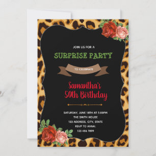 Invitation pour l'anniversaire d'un rose léopard