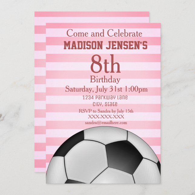 Invitation pour l'anniversaire d'une sportive de f (Devant / Derrière)