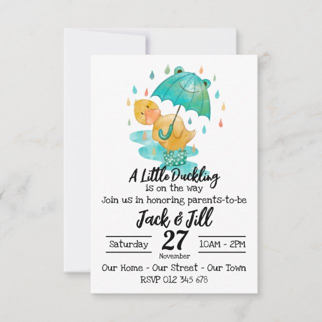 Invitation pour l'arrivée d'un petit caneton (Devant)