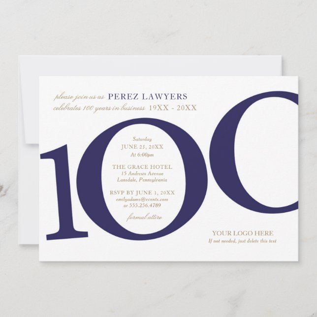 Invitation pour le 100e anniversaire d'entreprise (Devant)