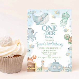 Invitation pour le 1er anniversaire Bleu sous la m