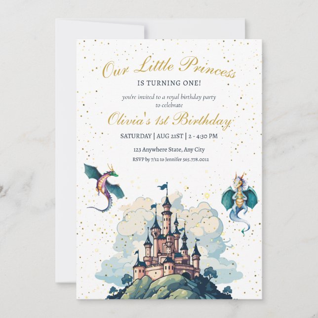 Invitation pour le 1er anniversaire de la princess (Devant)