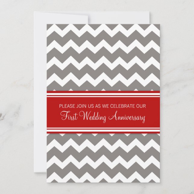 Invitation pour le 1er anniversaire de mariage Red (Devant)
