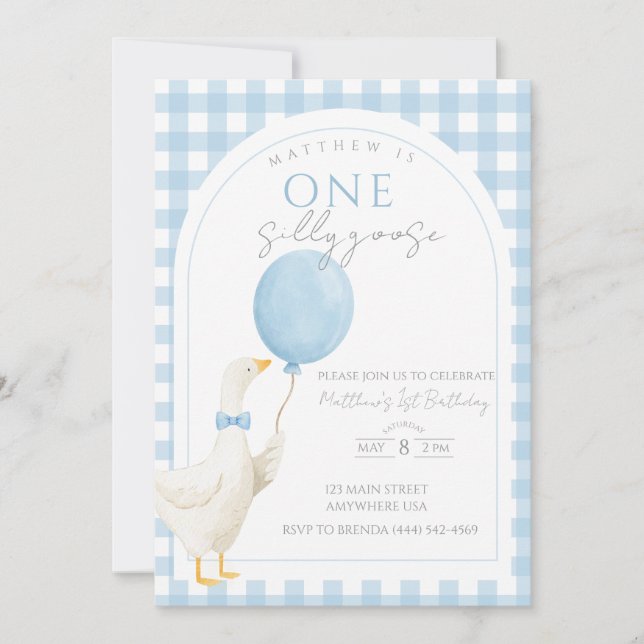 Invitation pour le 1er anniversaire de One Silly G (Devant)