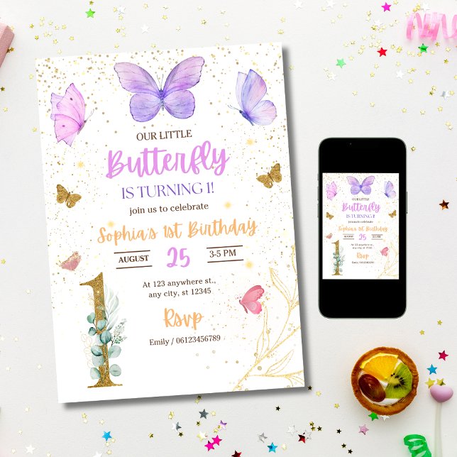 Invitation pour le 1er anniversaire de Papillon, A (Créateur téléchargé)