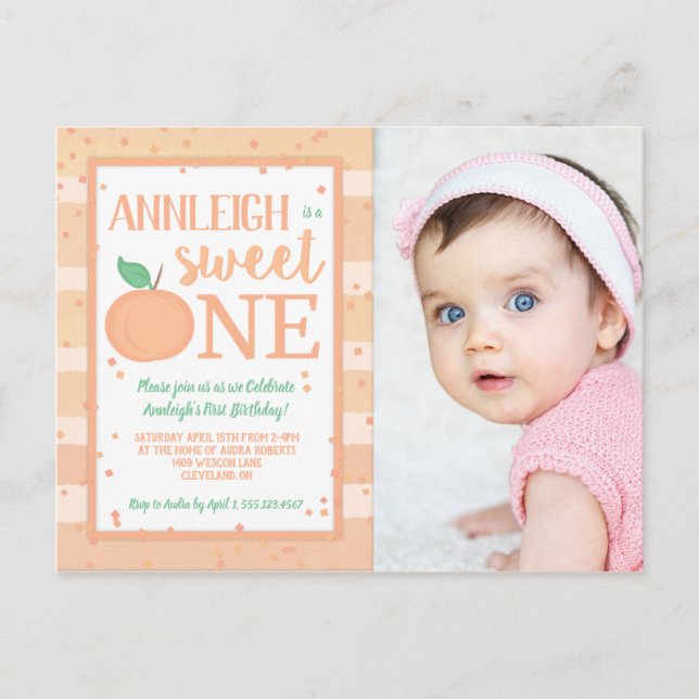 Invitation pour le 1er anniversaire de Sweet One P (Devant)