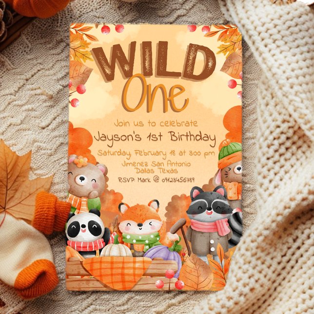 Invitation pour le 1er anniversaire de Wild One Wo (Wild One Woodlands 1st Birthday Invitation)