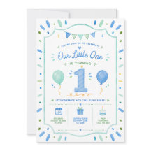 Invitation pour le 1er anniversaire d'un garçon bl