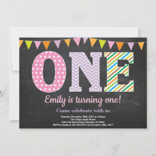 Invitation pour le 1er anniversaire - Fille tablea