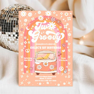 Invitation pour le 1er anniversaire Groovy Rainbow