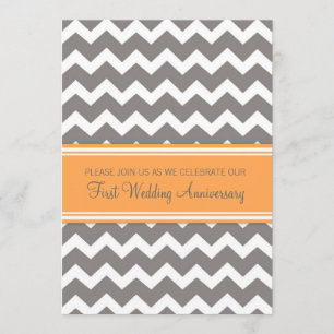 Invitation pour le 1er anniversaire Orange Gris Ch