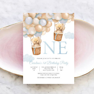 Invitation pour le 1er anniversaire Ourson en ball
