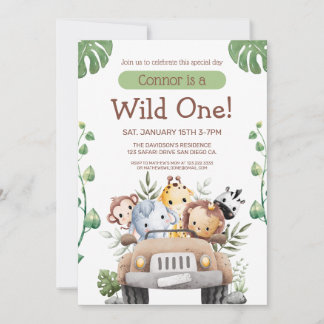 Invitation pour le 1er anniversaire Safari Wild On