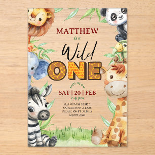 Invitation pour le 1er anniversaire Wild One Jungl