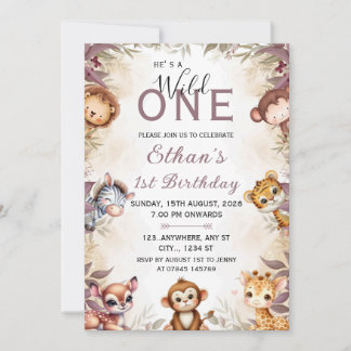 Invitation pour le 1er anniversaire Wild One Safar