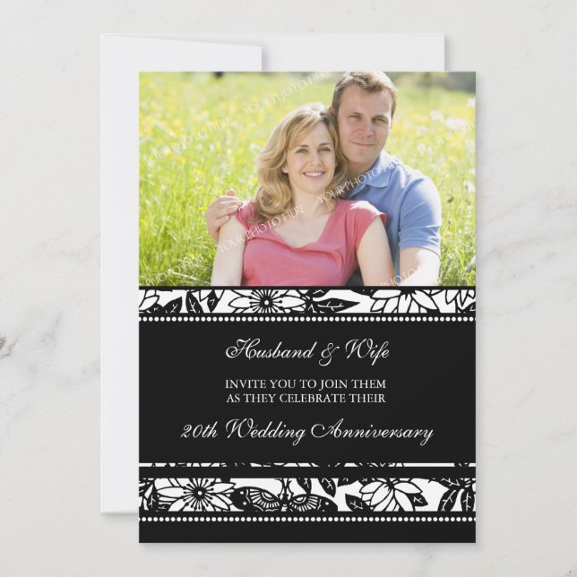 Invitation pour le 20e anniversaire à motif floral (Devant)