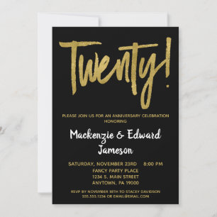Invitation pour le 20e anniversaire de mariage Bla