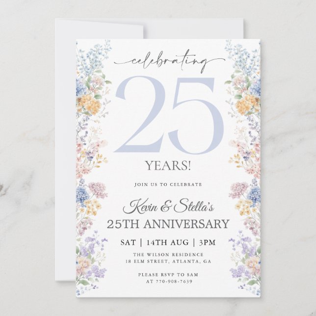 Invitation pour le 25e anniversaire floral avec ph (Devant)