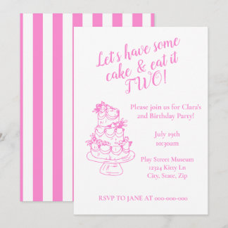 Invitation pour le 2e anniversaire - Thème gâteau