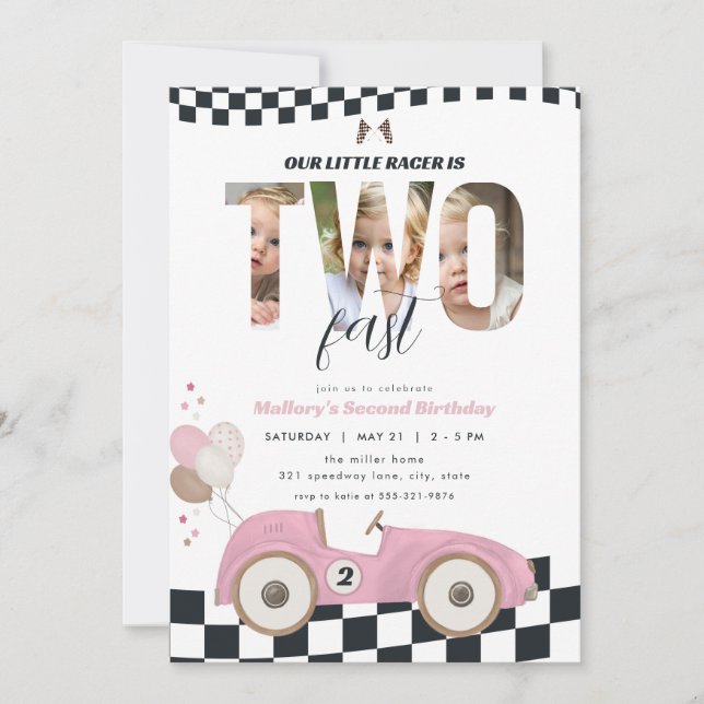 Invitation pour le 2ème anniversaire de la voiture (Devant)