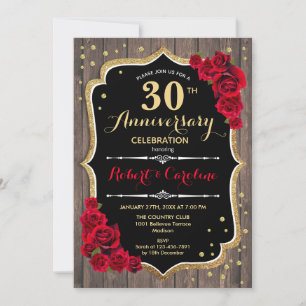Invitation pour le 30e Anniversaire - Bois Rustiqu