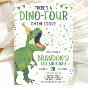 Invitation pour le 4e anniversaire de dinosaure