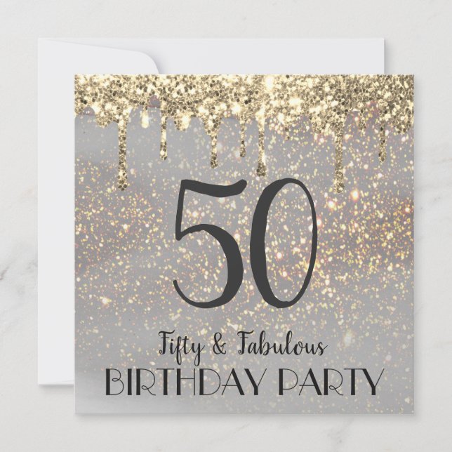 invitation pour le 50e anniversaire de faux sparkl (Devant)