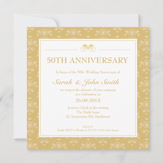 Invitation pour le 50e anniversaire de mariage de  (Devant)