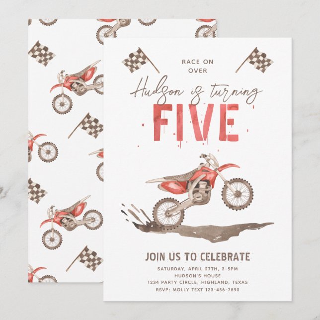 Invitation pour le 5e anniversaire trop rapide | B (Devant / Derrière)