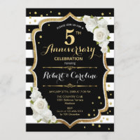 Invitation pour le 5ème anniversaire - Noir Blanc 
