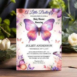 Invitation Pour le Baby shower à papillon doux et doux Boho