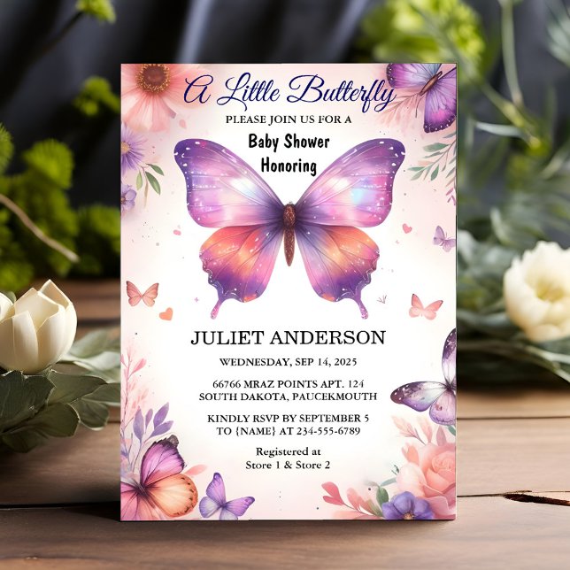 Invitation Pour le Baby shower à papillon doux et doux Boho (Créateur téléchargé)