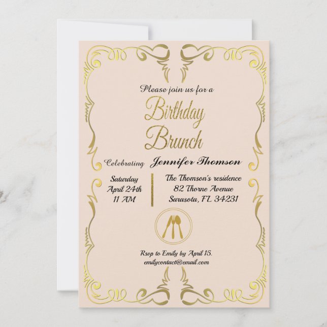 Invitation pour le brunch d'anniversaire (Devant)