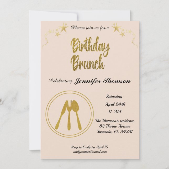 Invitation pour le brunch d'anniversaire (Devant)