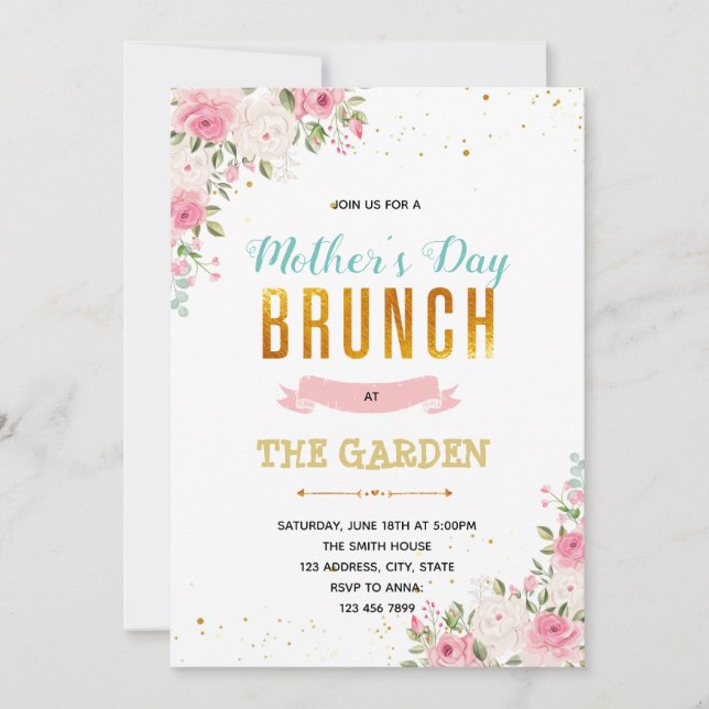 Invitation pour le brunch de la fête des mères (Devant)
