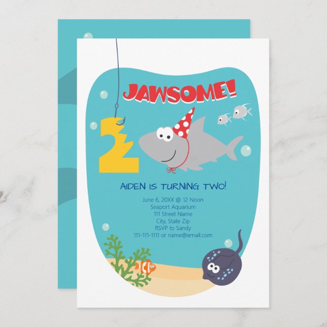 Invitation pour le deuxième anniversaire de Shark  (Devant / Derrière)