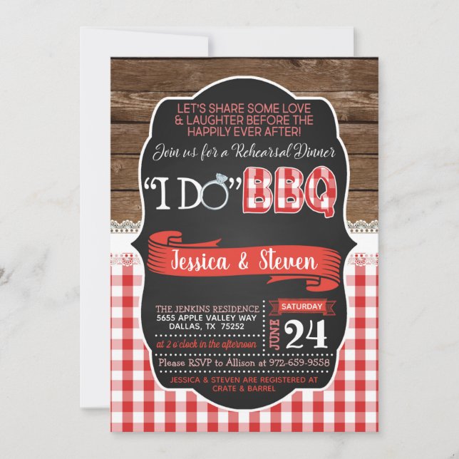 Invitation pour le dîner de répétition du barbecue (Devant)
