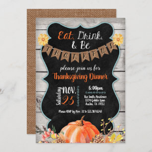 Invitation pour le dîner de Thanksgiving Burlap Ch